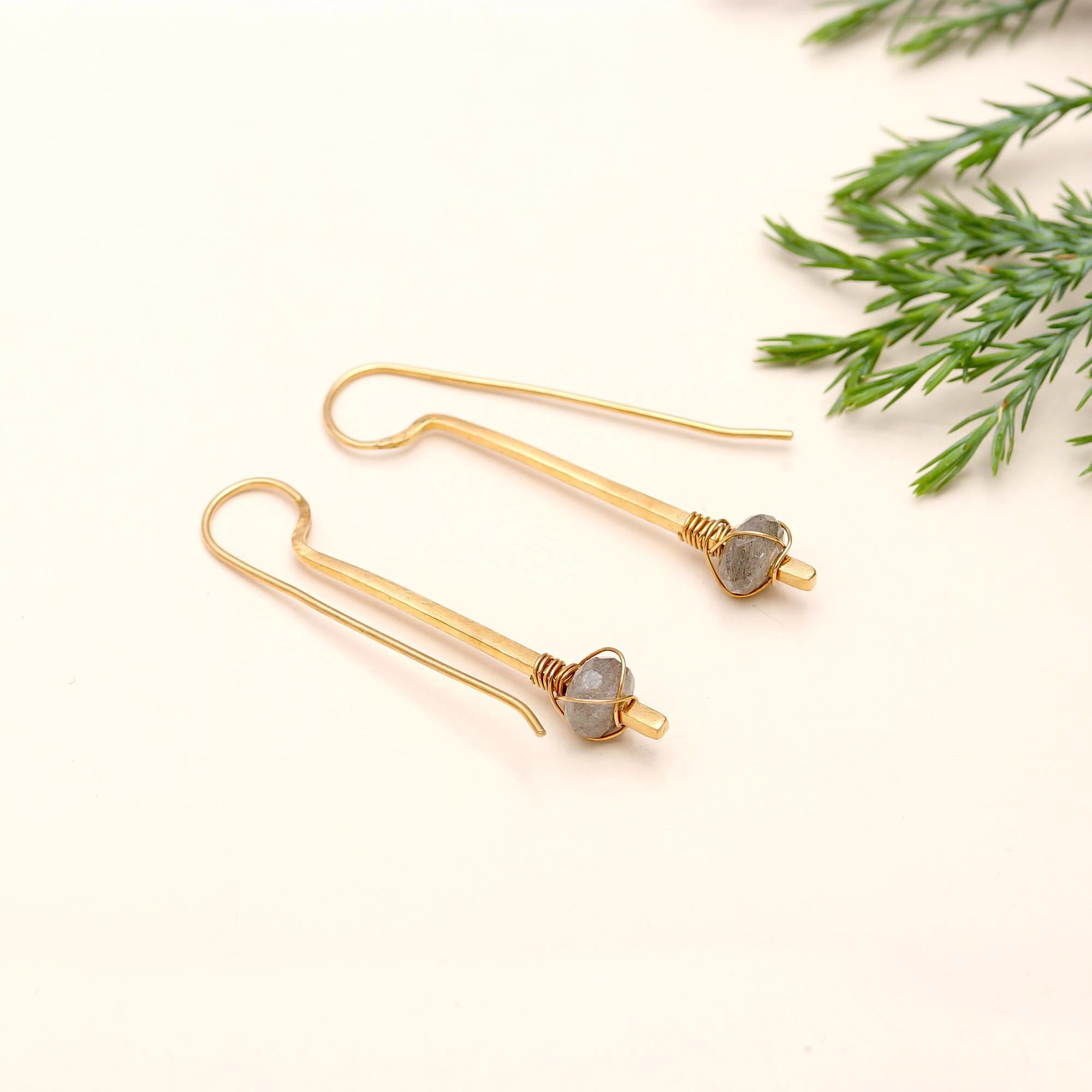 925 Silver Labradorite Dangle Earrings