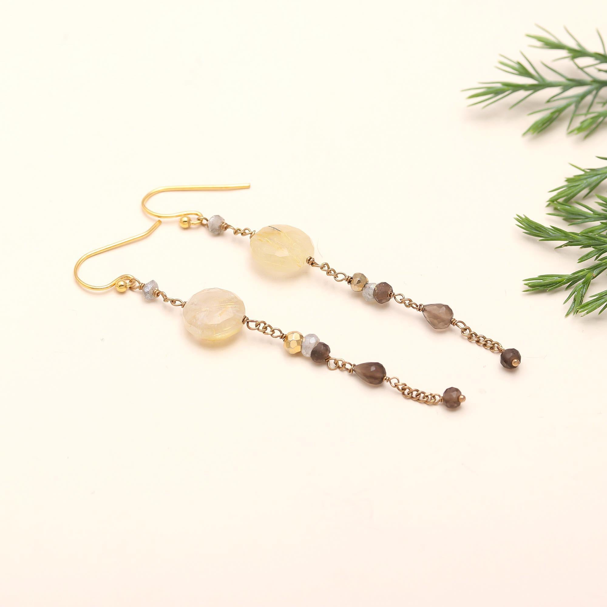 925 Silver Quartz Beaded Dangle Earrings