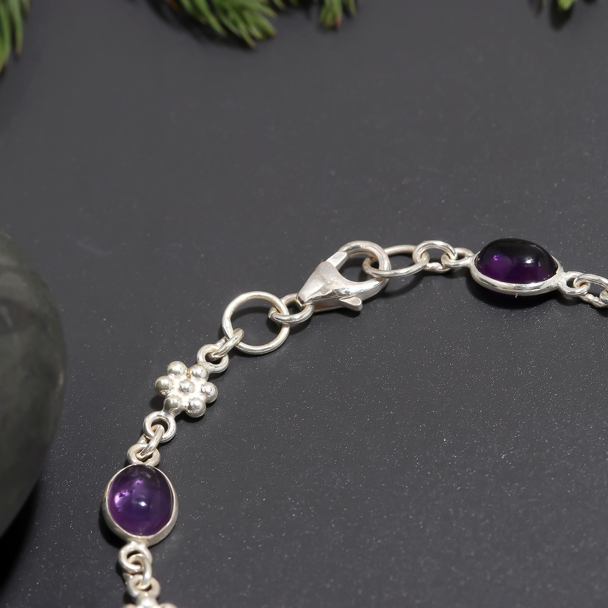 925 Silver Rainbow Moonstone Link Bracelet
