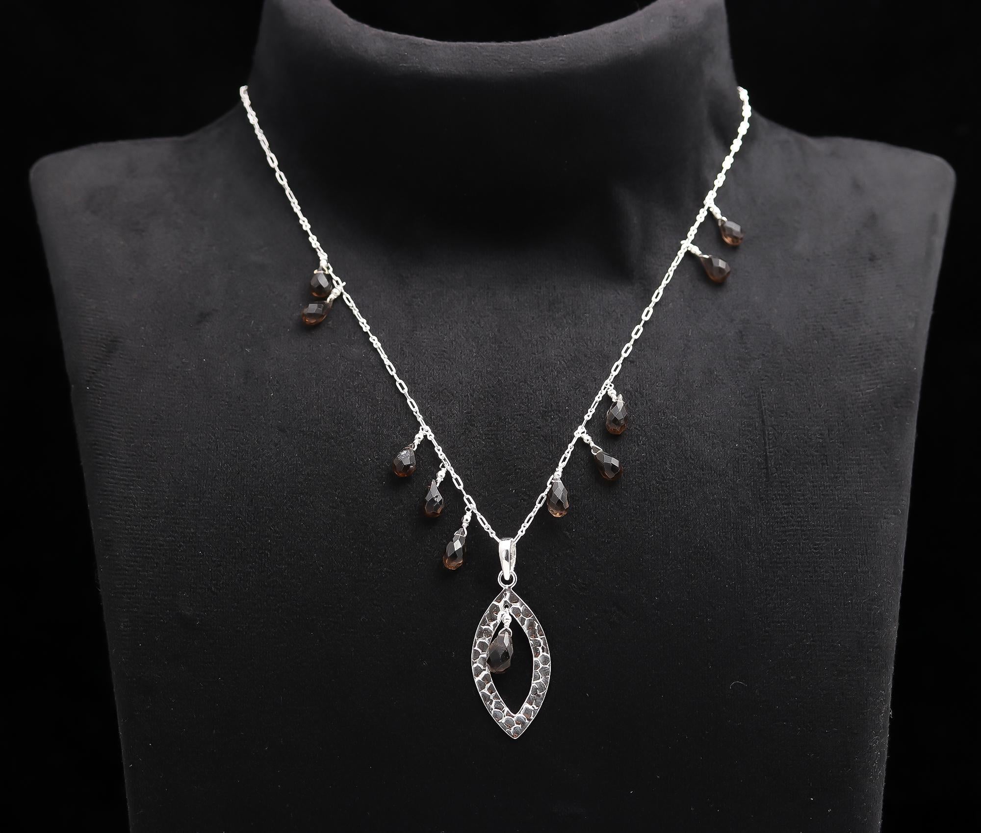 925 Silver Smoky Quartz Pendant Necklace