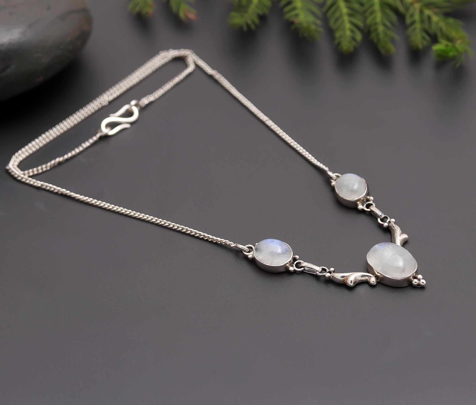 925 Silver Rainbow Moonstone Necklace