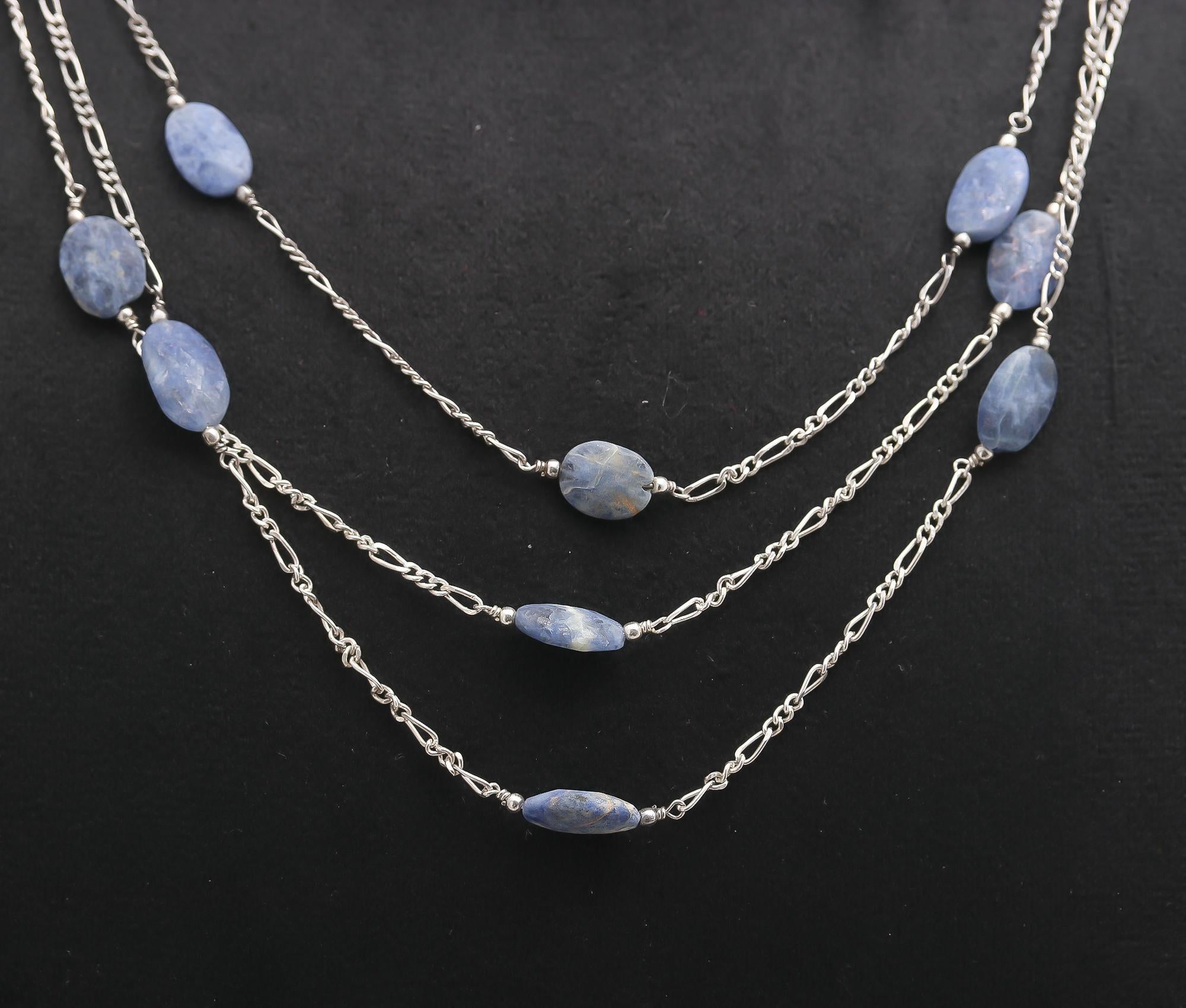 925 Silver Kyanite Beads Multi-Layer Necklace