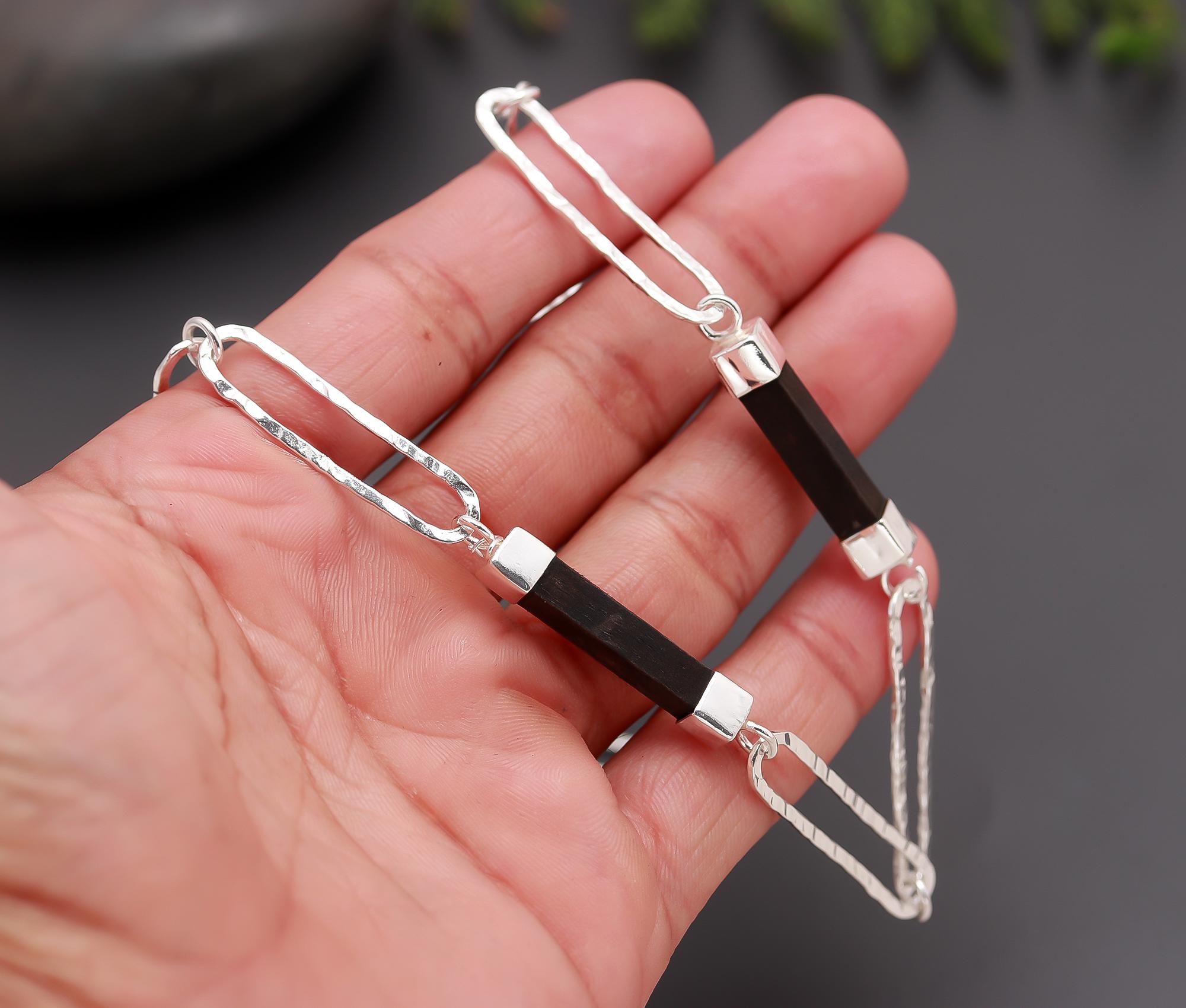 925 Silver Hammered Link Chain Necklace