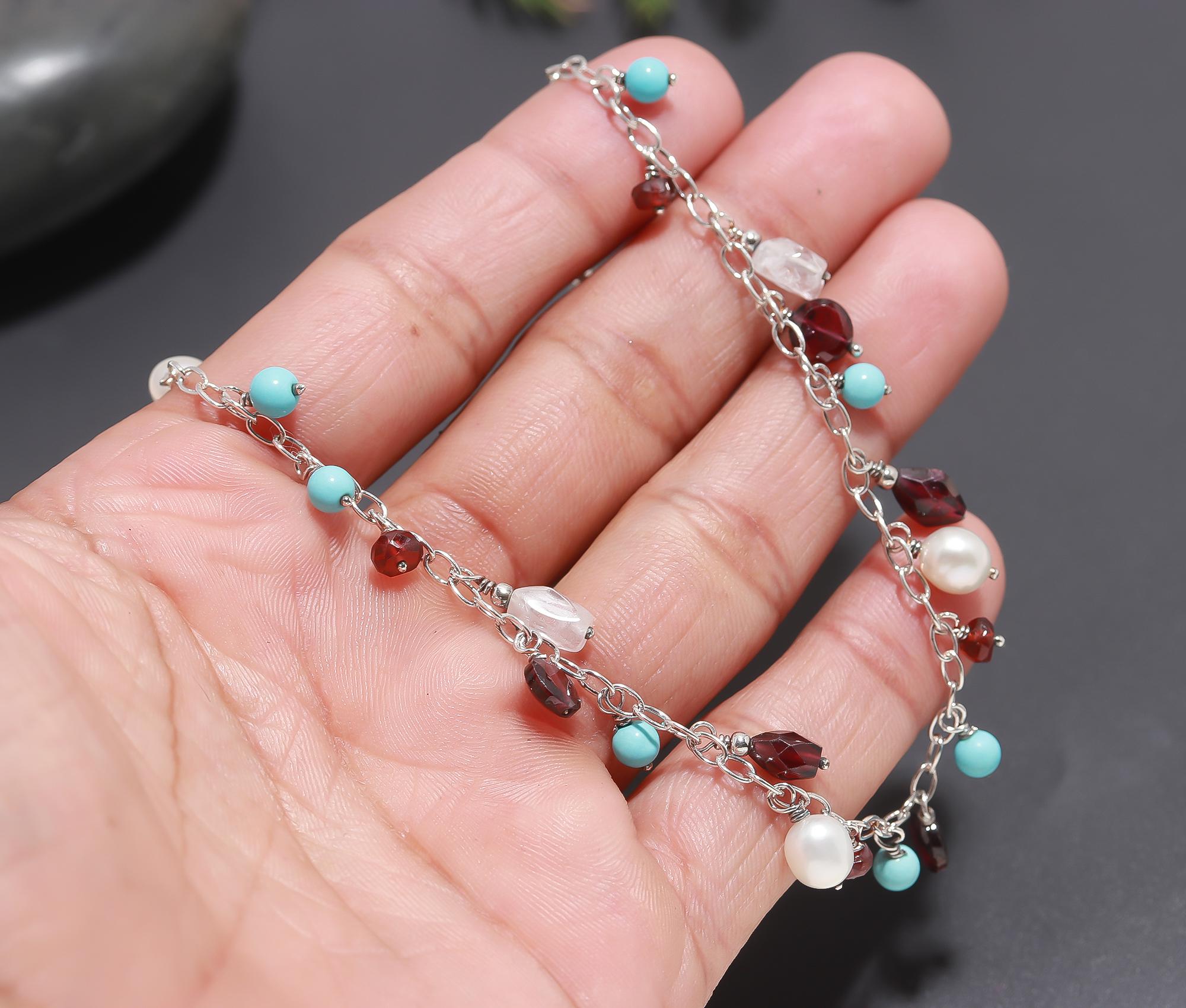 925 Silver Multi-Gemstone Necklace