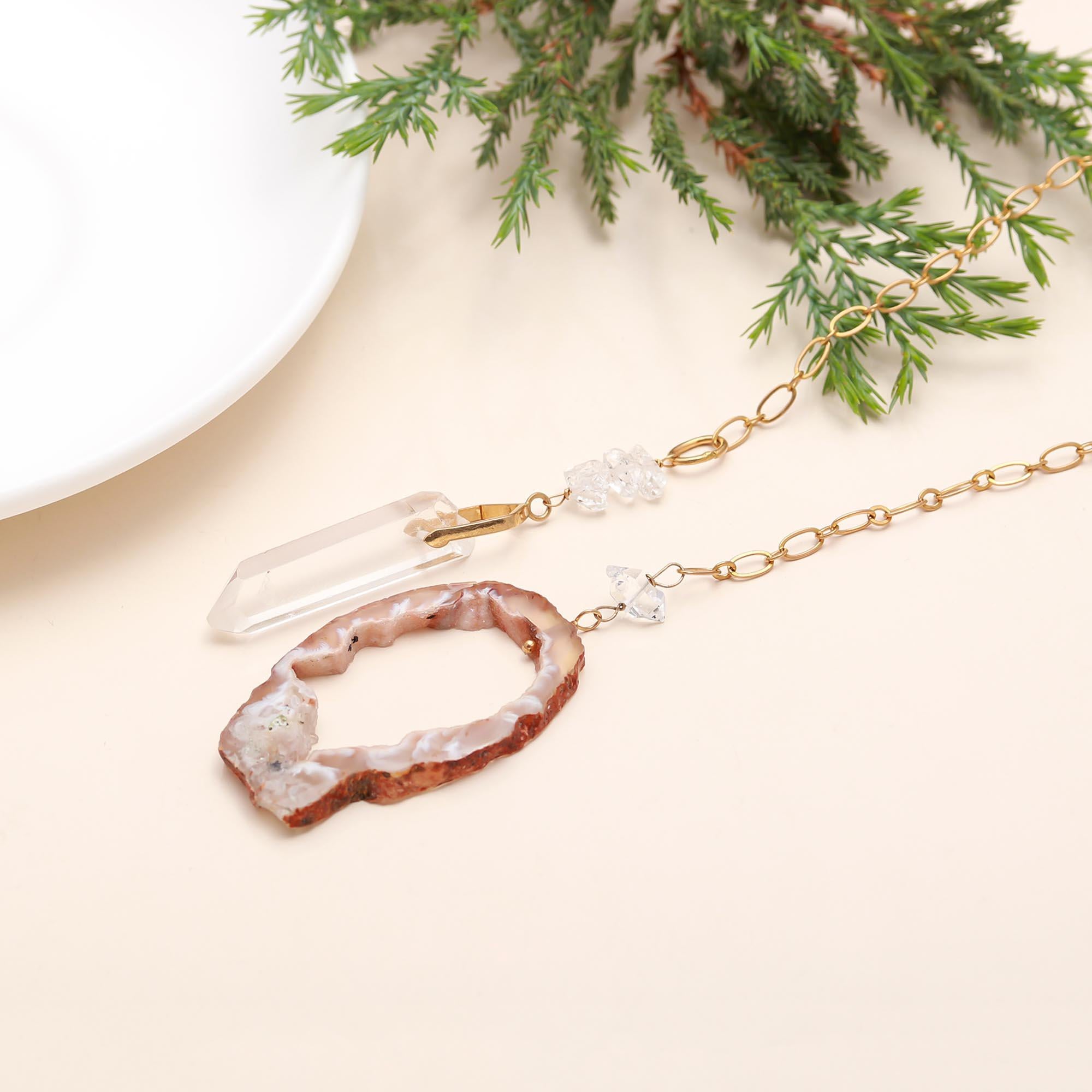 925 Silver Agate Slice Necklace