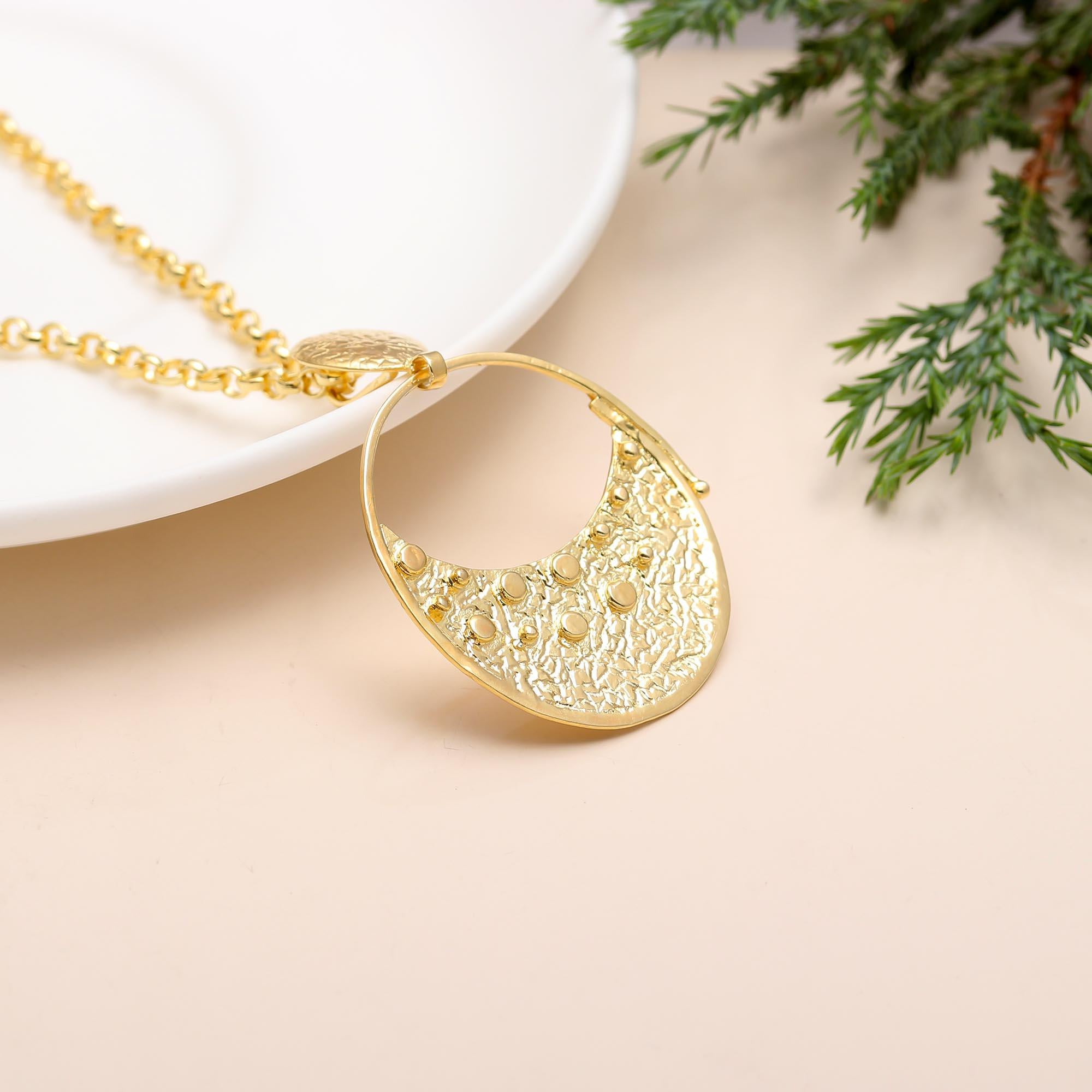 925 Silver Crescent Circle Pendant Necklace