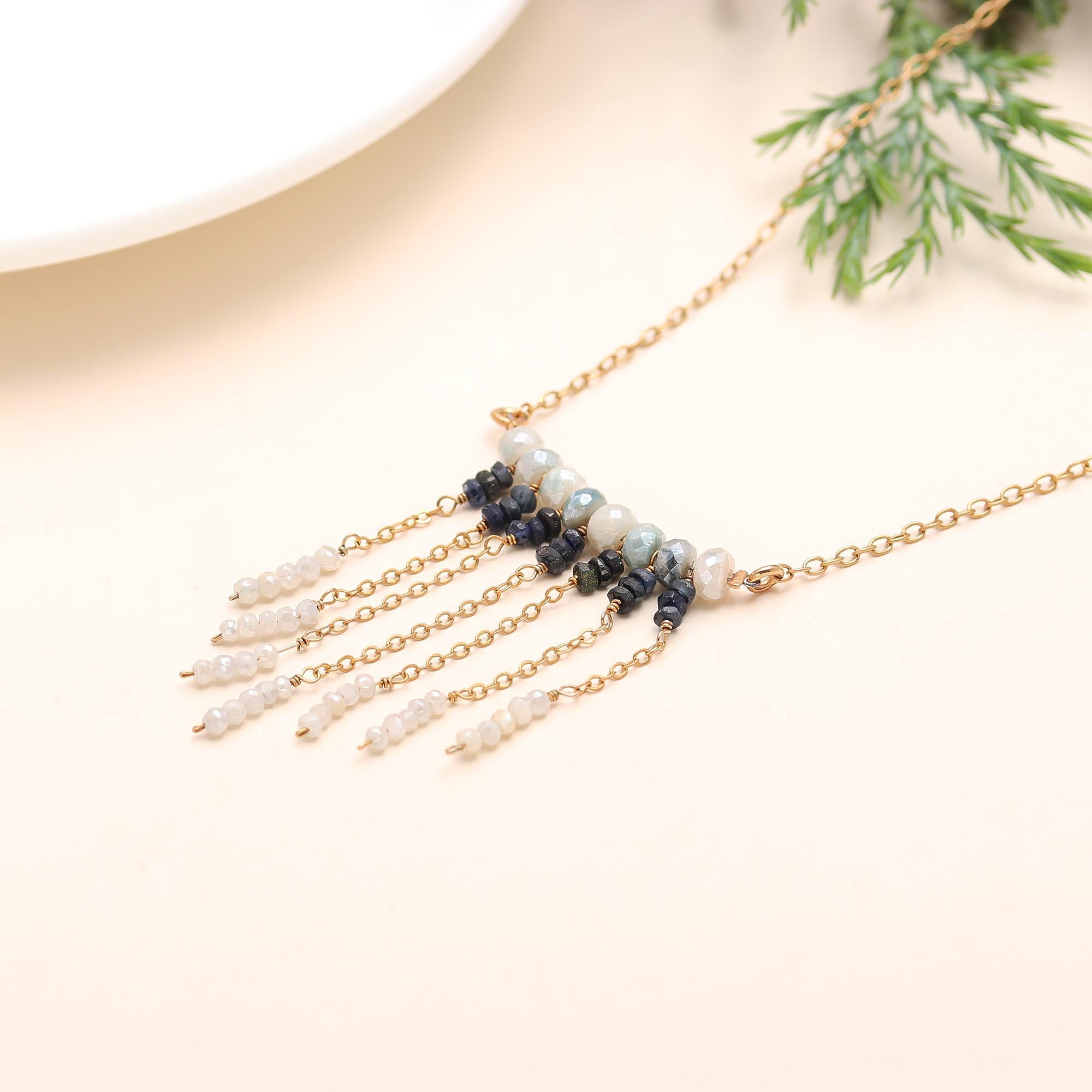 925 Silver Multi-Stone Fringe Necklace