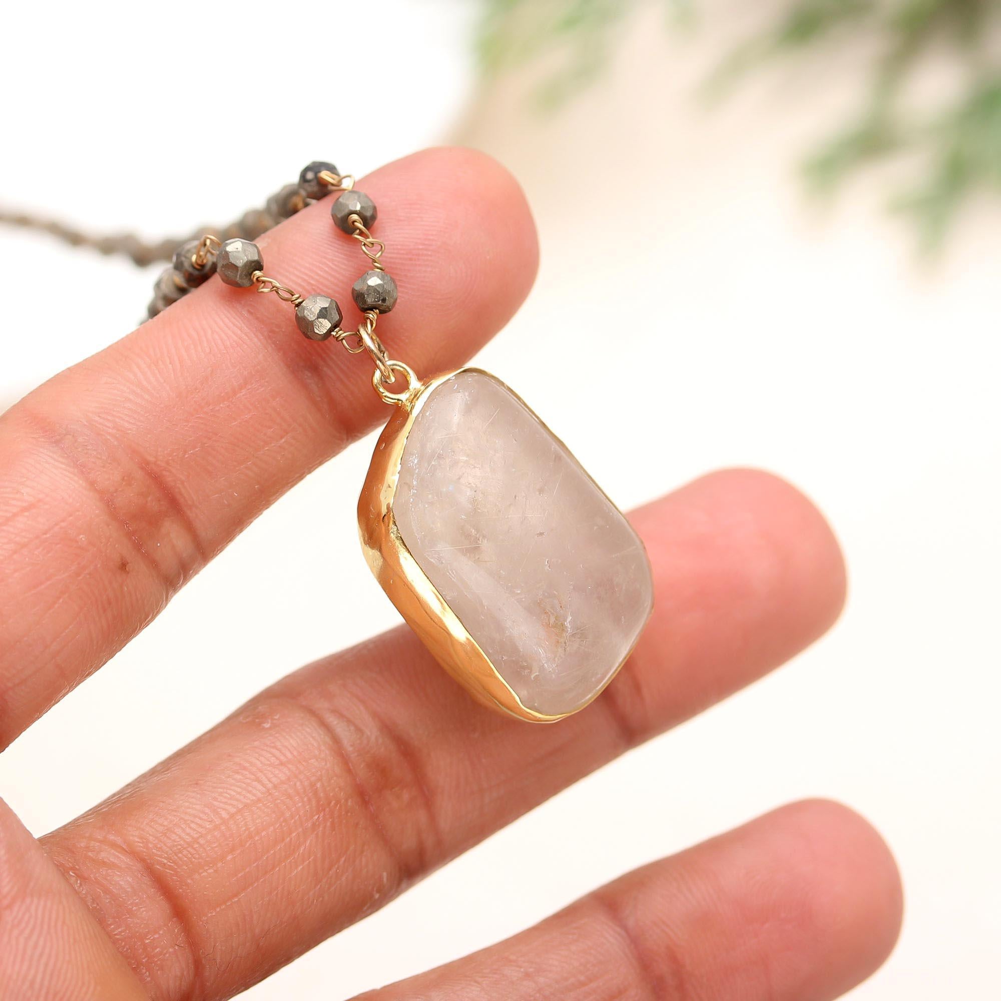 925 Silver Raw Rose Quartz Pendant