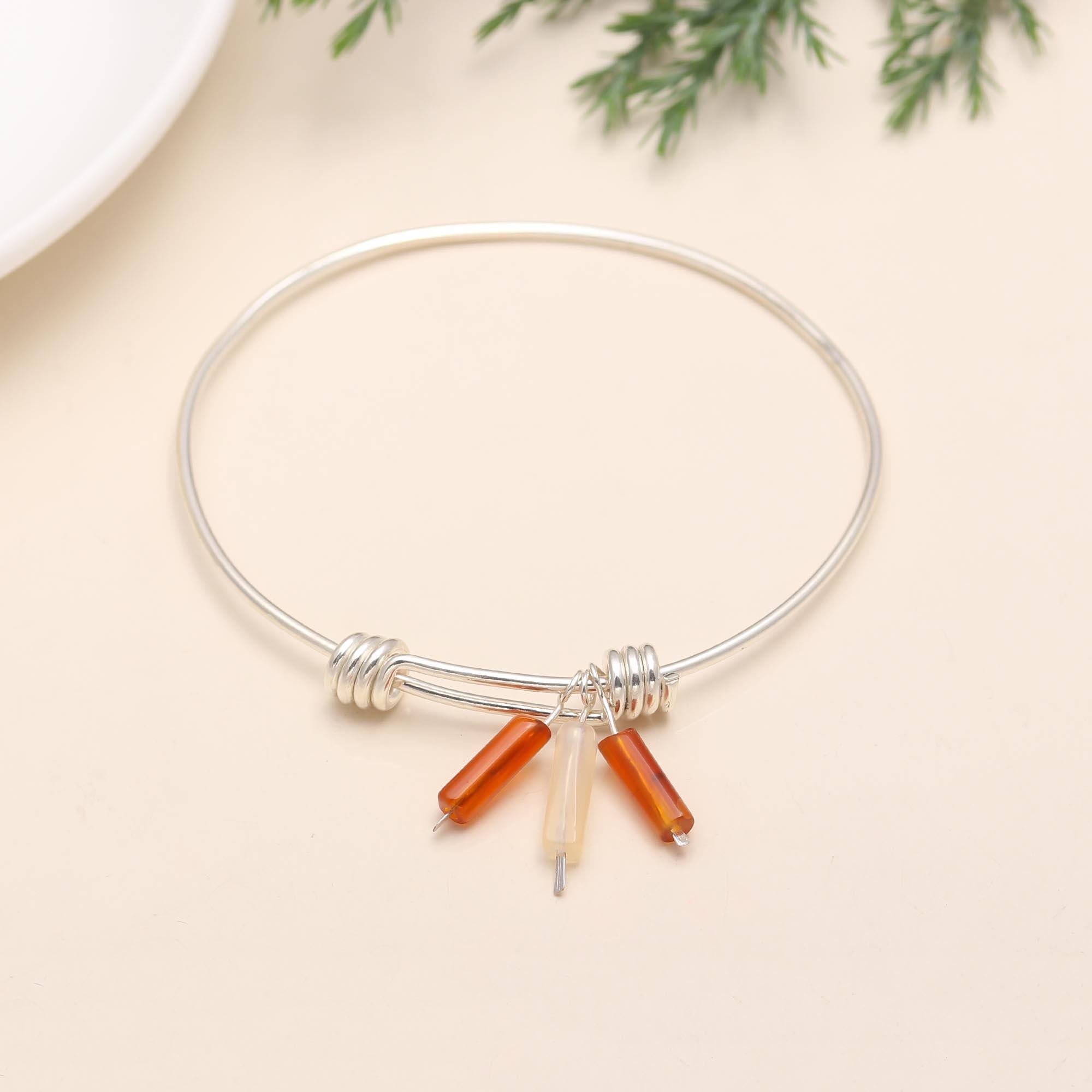 925 Silver Orange and Cream Bangle