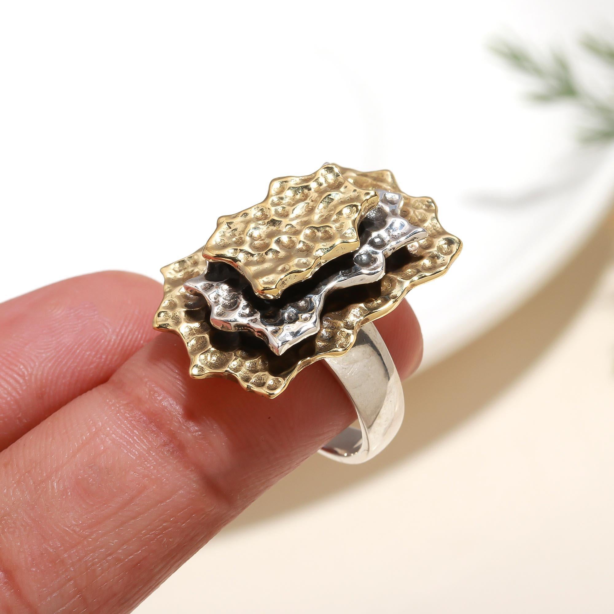 925 Silver Layered Textured Ring