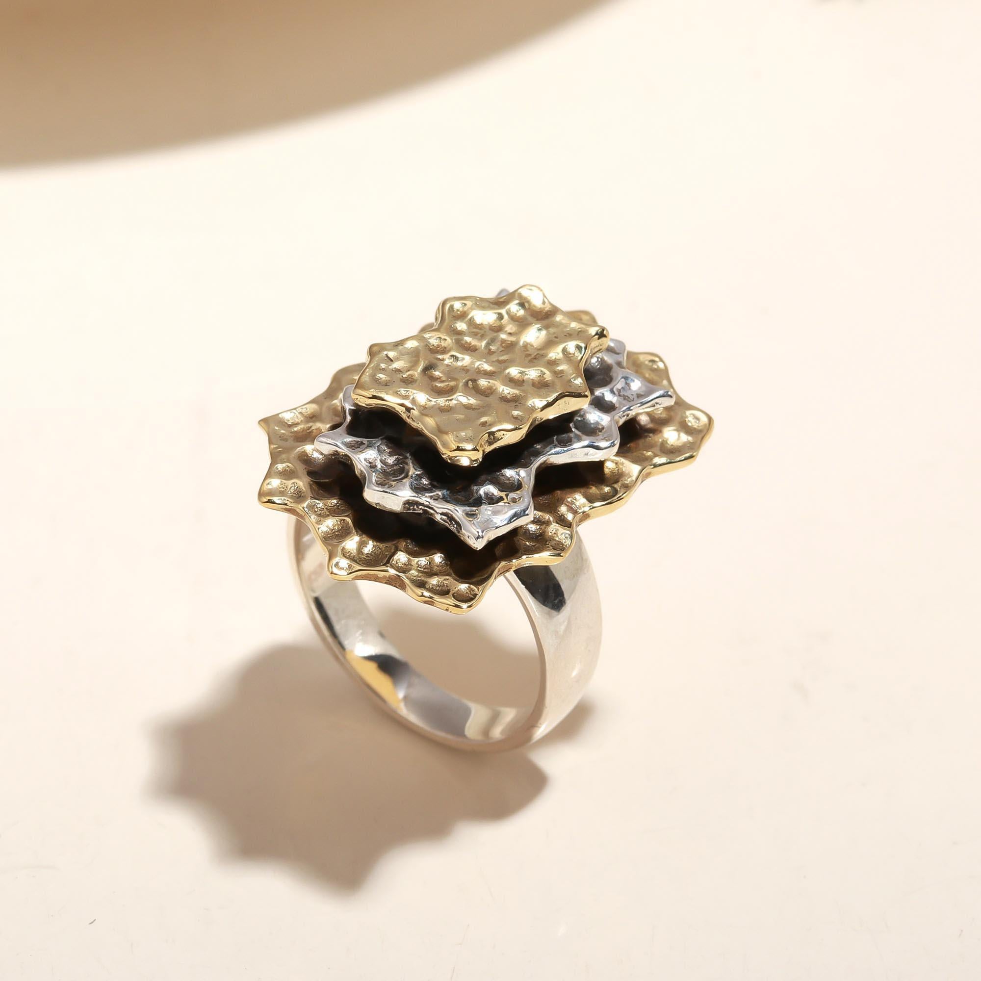 925 Silver Layered Textured Ring