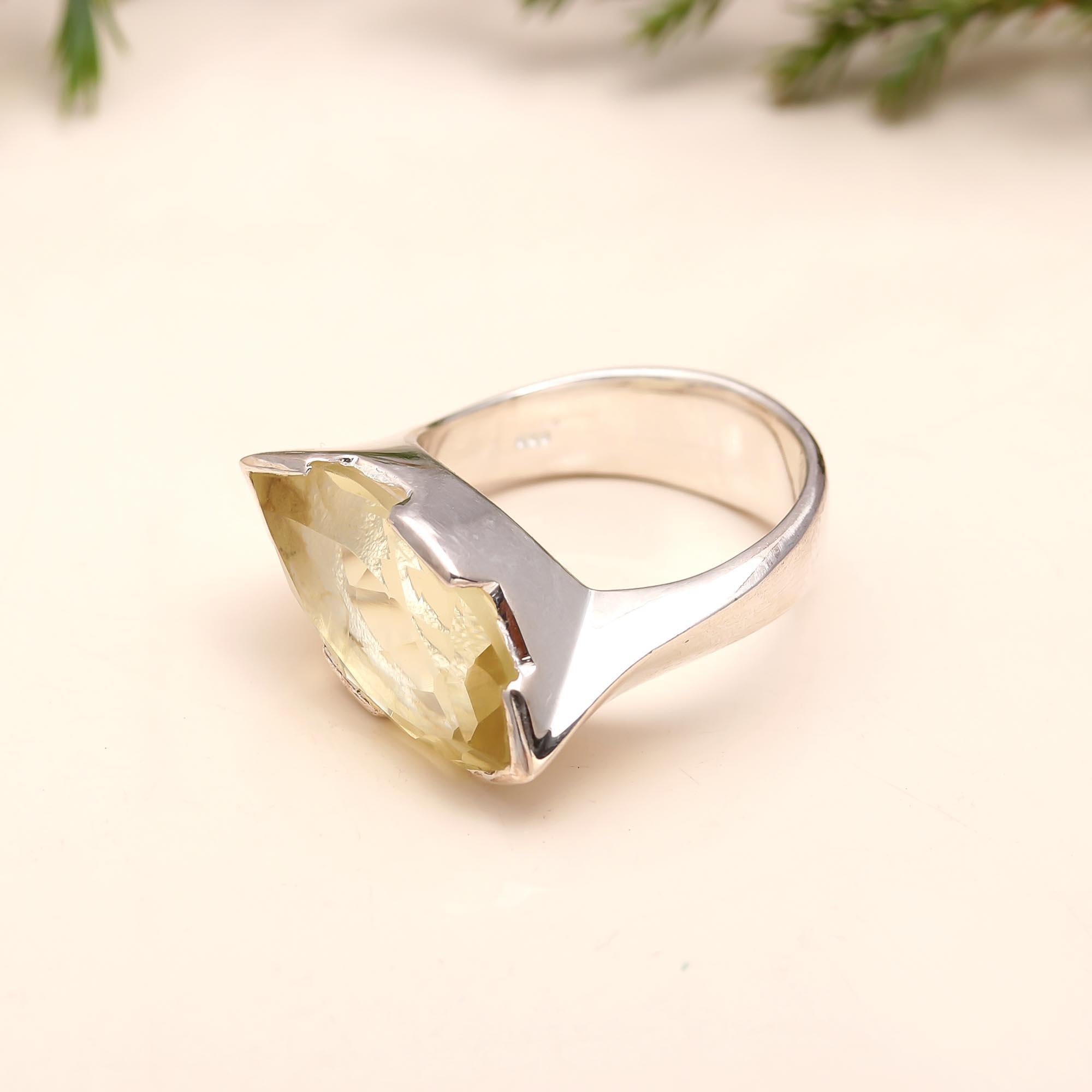 925 Silver Lemon Quartz Ring