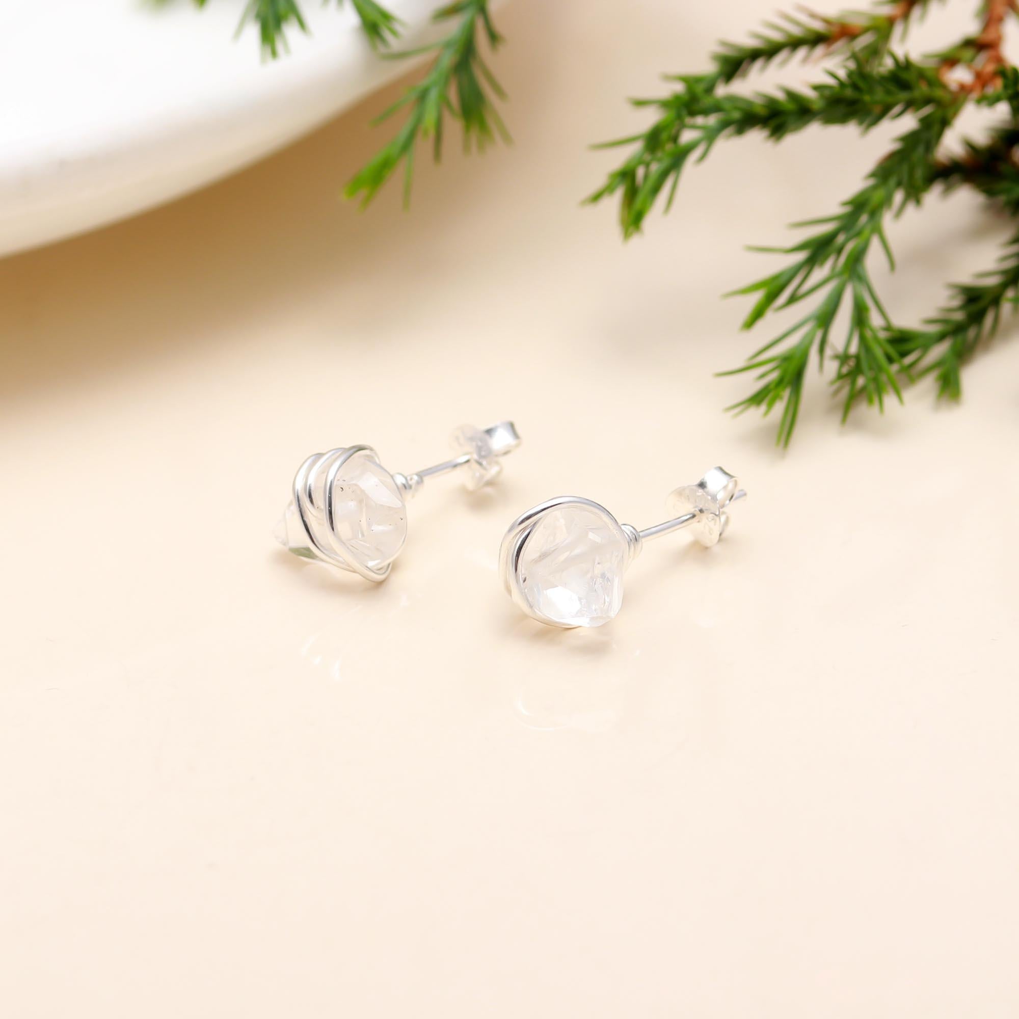 925 Silver Herkimer Quartz Stud Earrings