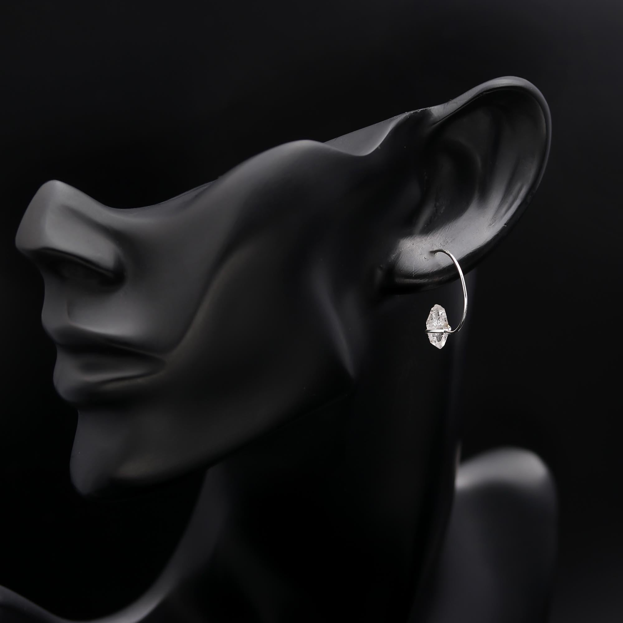 925 Silver Raw Quartz Hoop Earrings