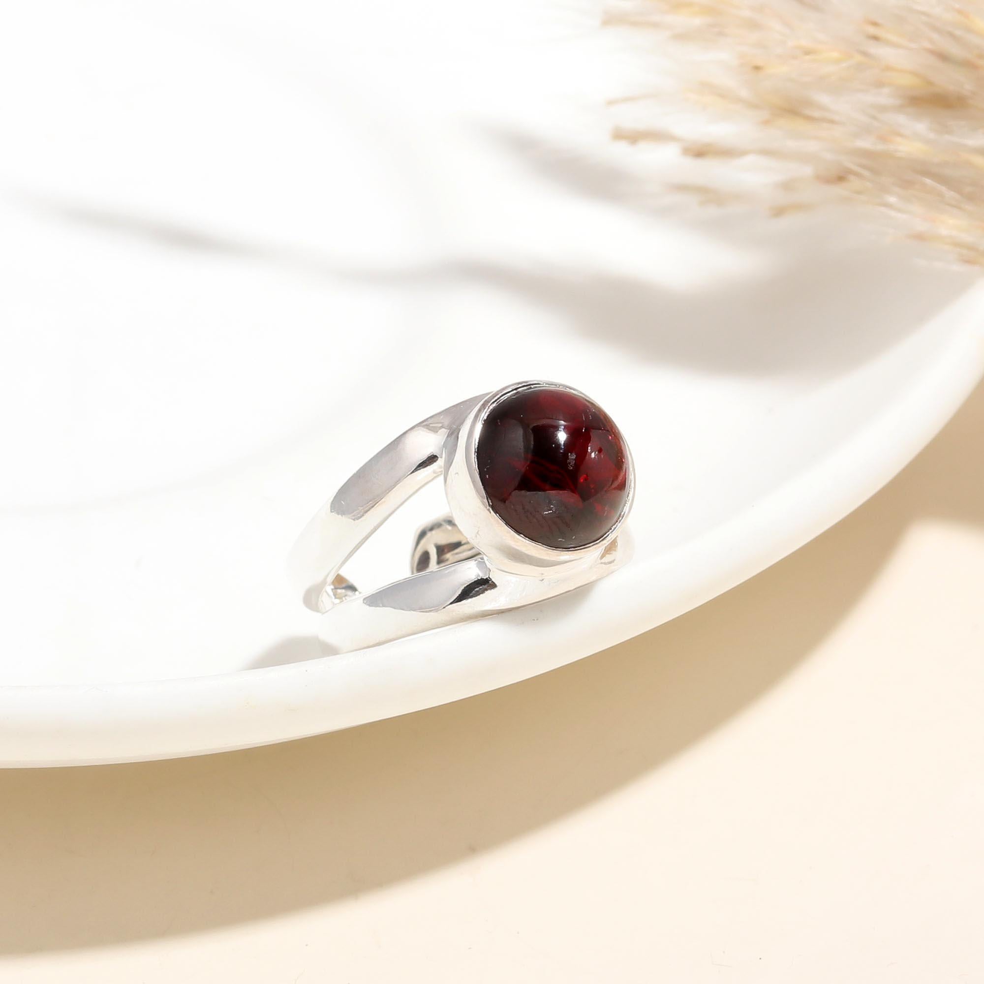 925 Silver Garnet Split Band Ring