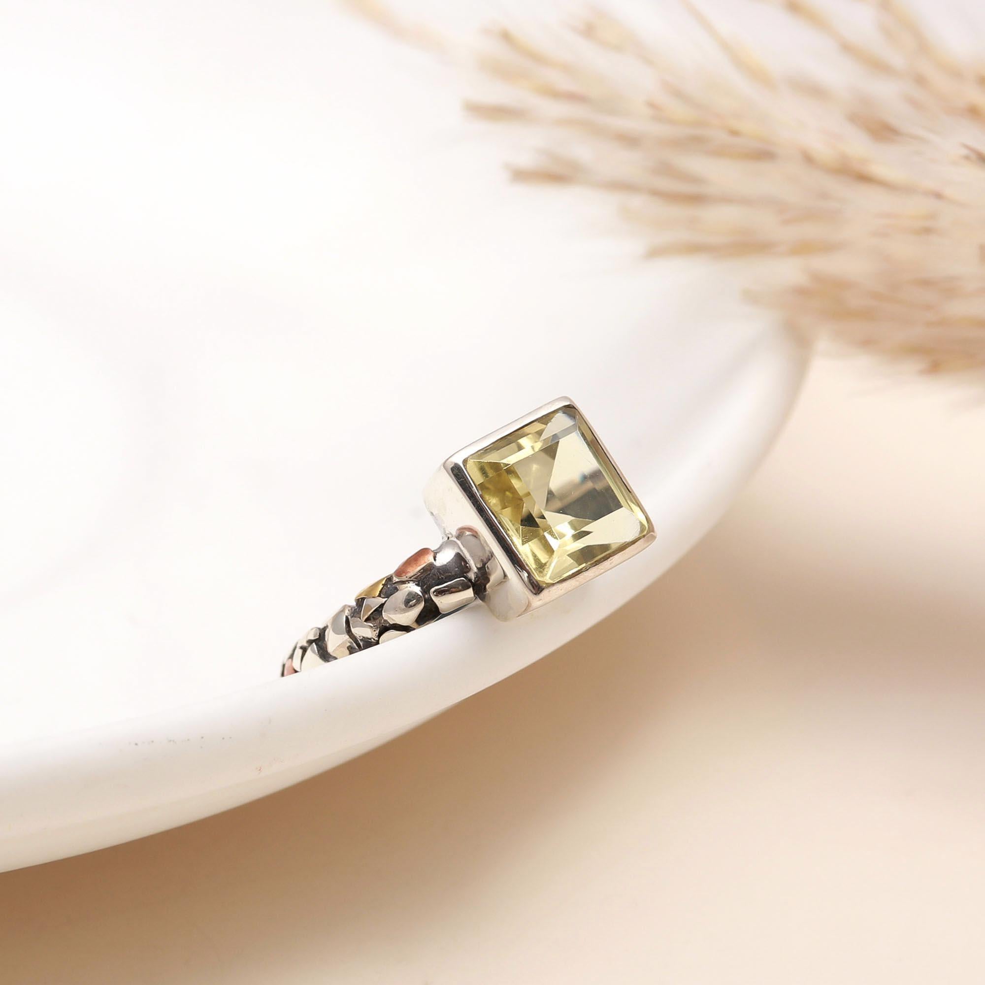 925 Silver Lemon Quartz Ring