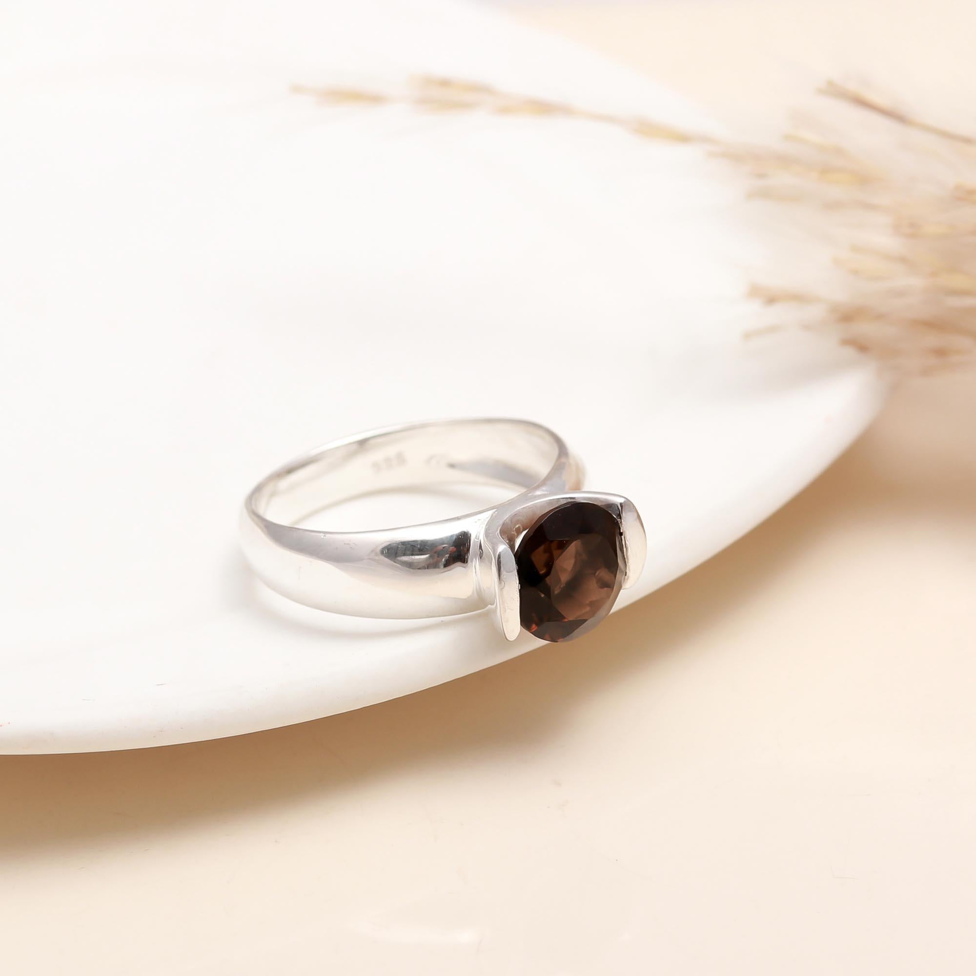 925 Silver Smoky Quartz Ring