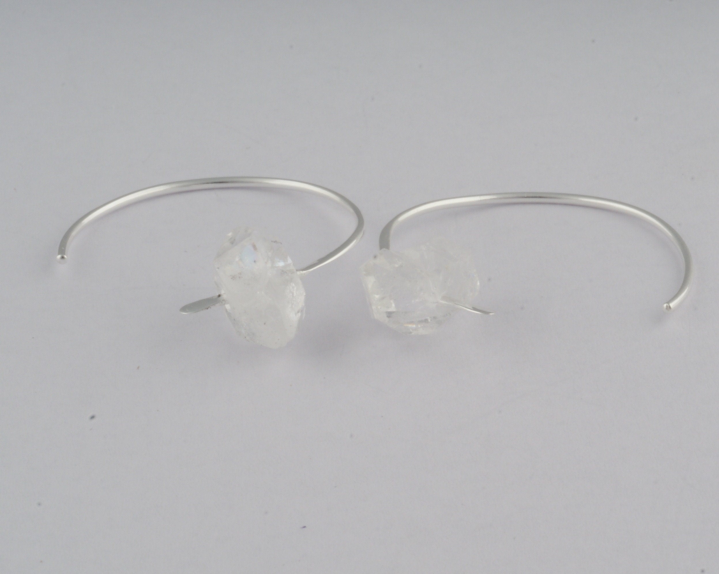 925 Sterling Silver Herkimer Diamond Hoop Earring