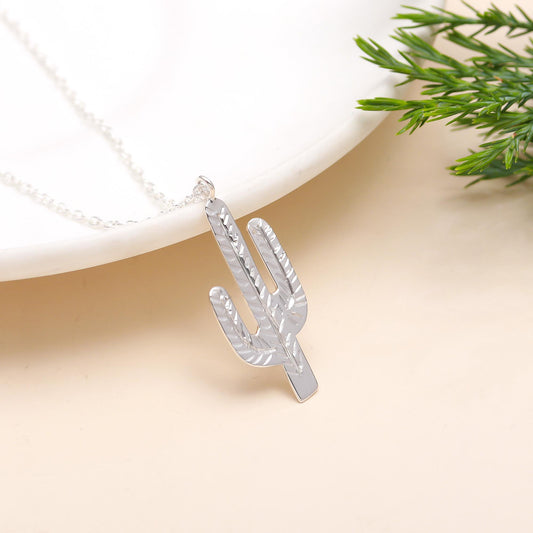 925 Silver Cactus Pendant Necklace
