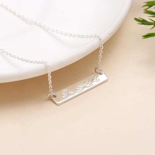 925 Silver Bar Pendant Necklace