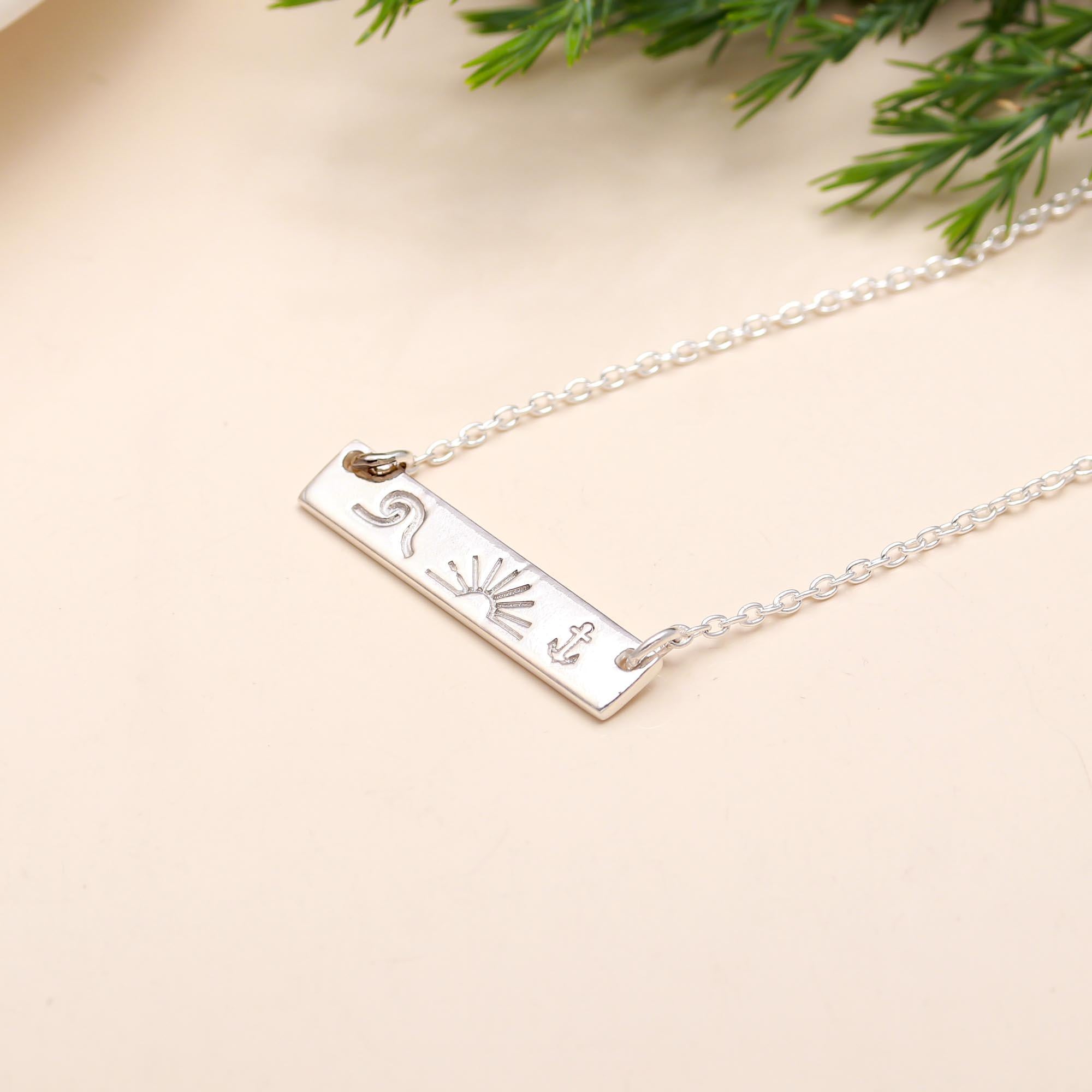 925 Silver Bar Pendant Necklace