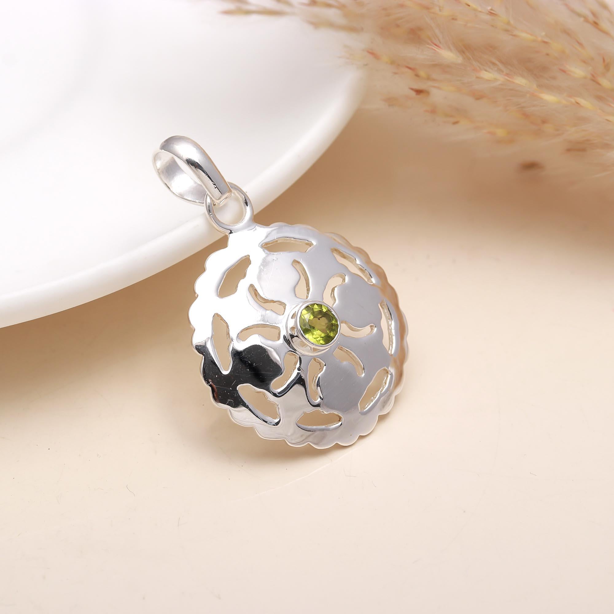 Peridot Gemstone Handmade Sterling Silver Pendant