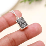 925 Silver Black Druzy Pendant Necklace
