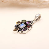 Multi-Gemstone Radiance Pendant in 925 Sterling Silver