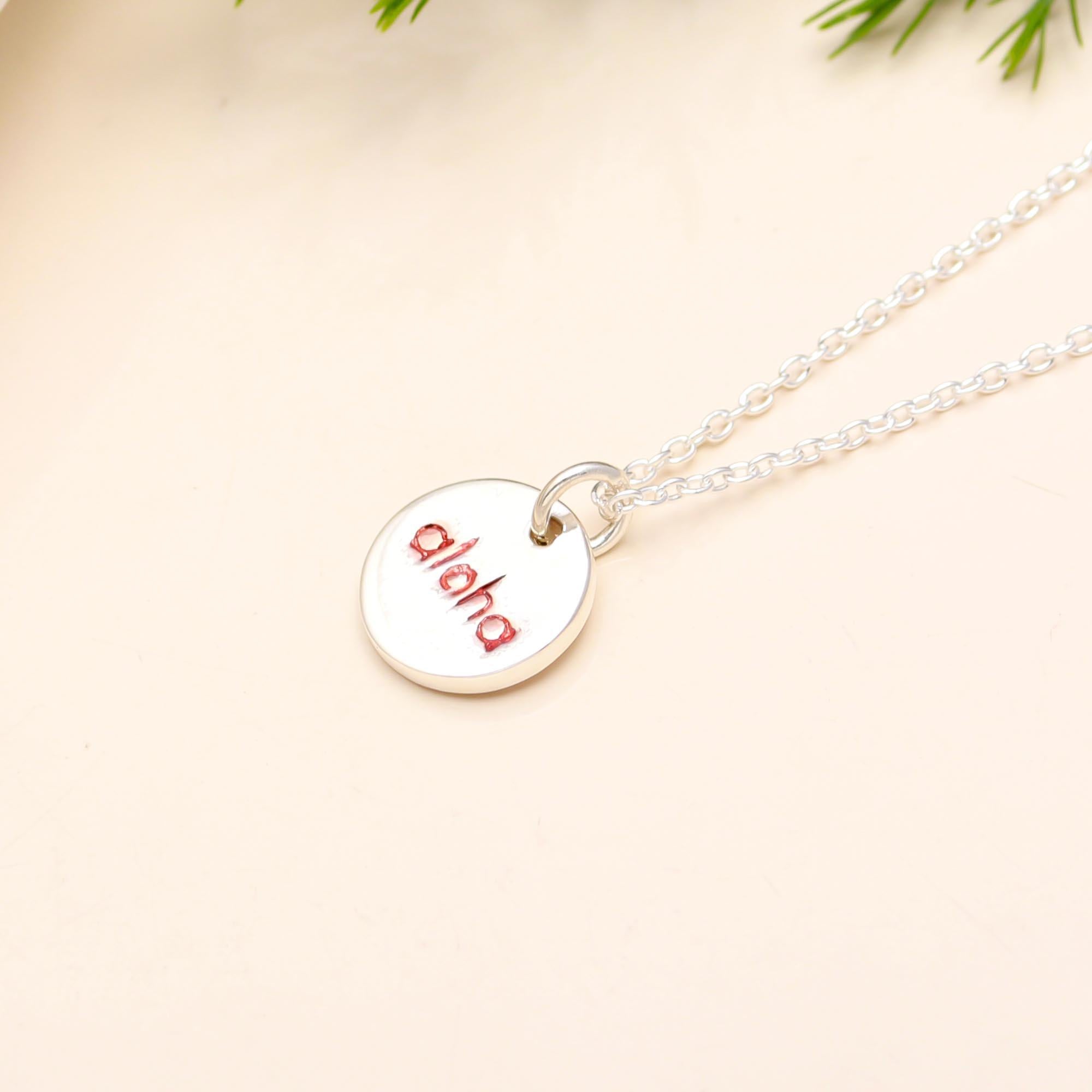 925 Sterling Silver Enamel aloha Necklace