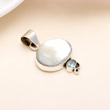 Moonstone and Blue Topaz Sterling Silver Pendant