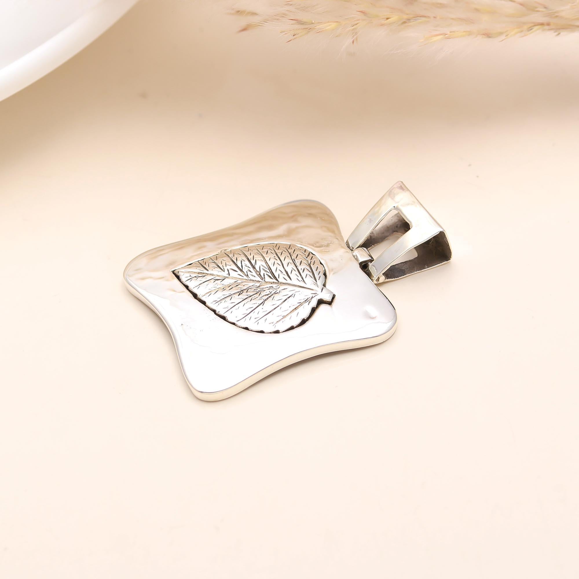 Sterling Silver Bodhi Leaf Charm Pendant