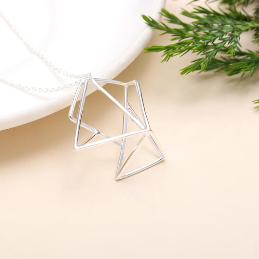 925 Silver Abstract Frame Pendant Necklace