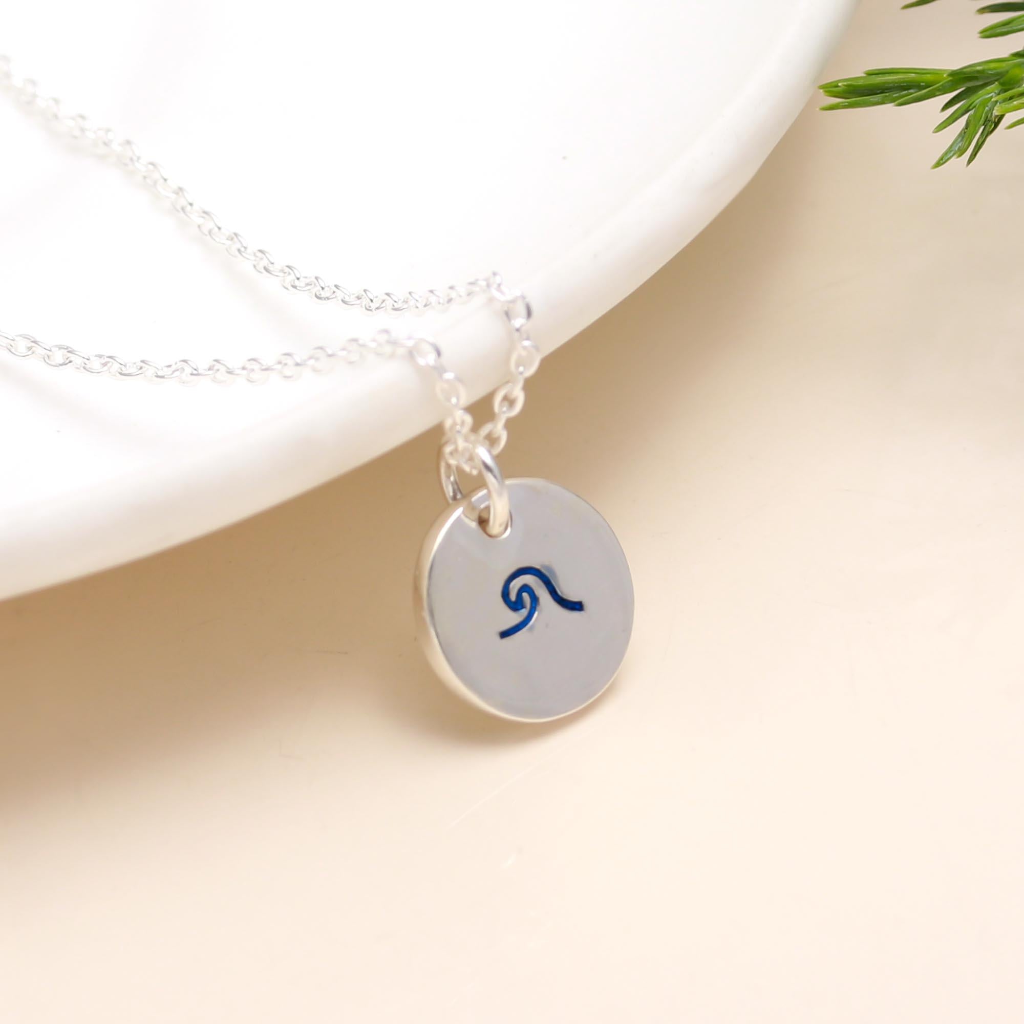 925 Sterling Silver Enamel Wave Sea Life Necklace