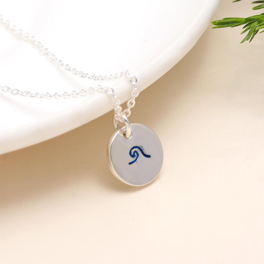 925 Silver Round Wave Pendant Necklace