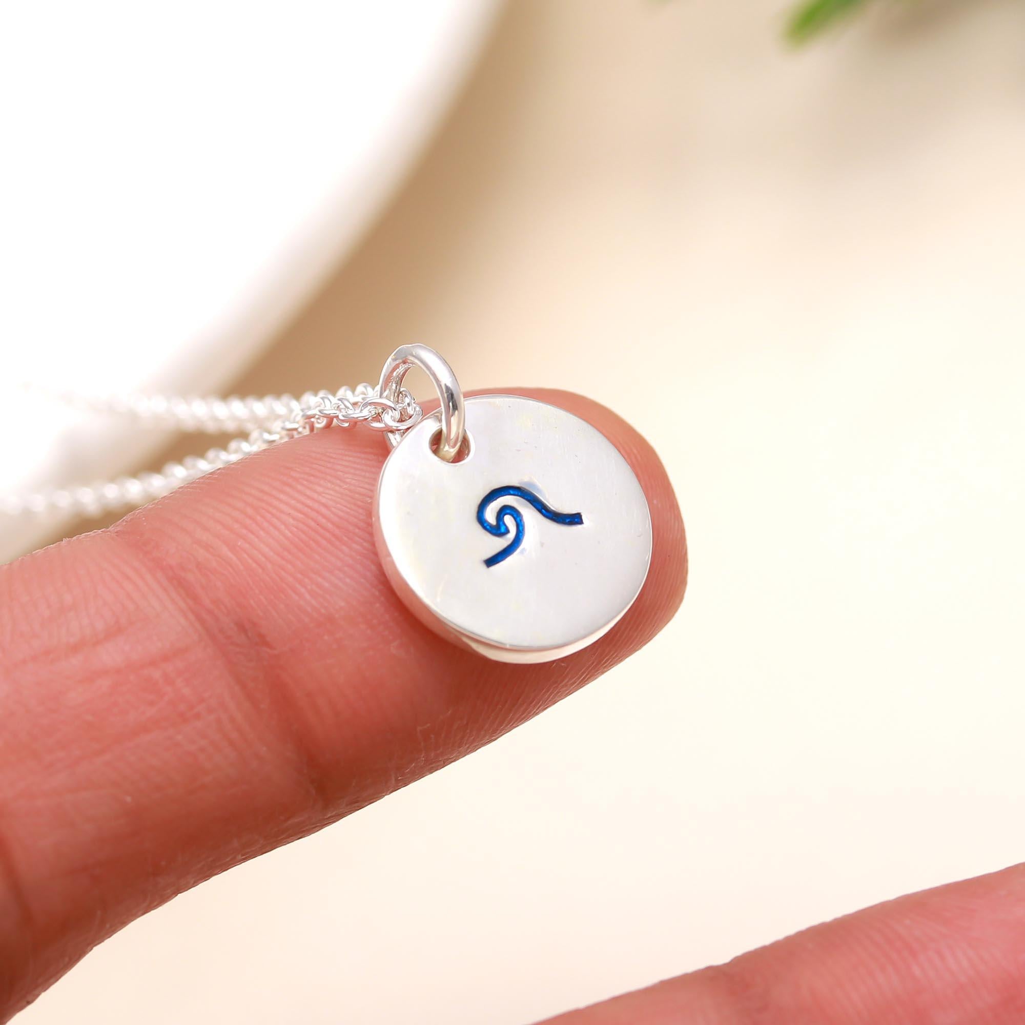 925 Sterling Silver Enamel Wave Sea Life Necklace