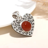 Heart Shape Sterling Silver Filigree With Round Carnelian
