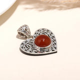 Heart Shape Sterling Silver Filigree With Round Carnelian