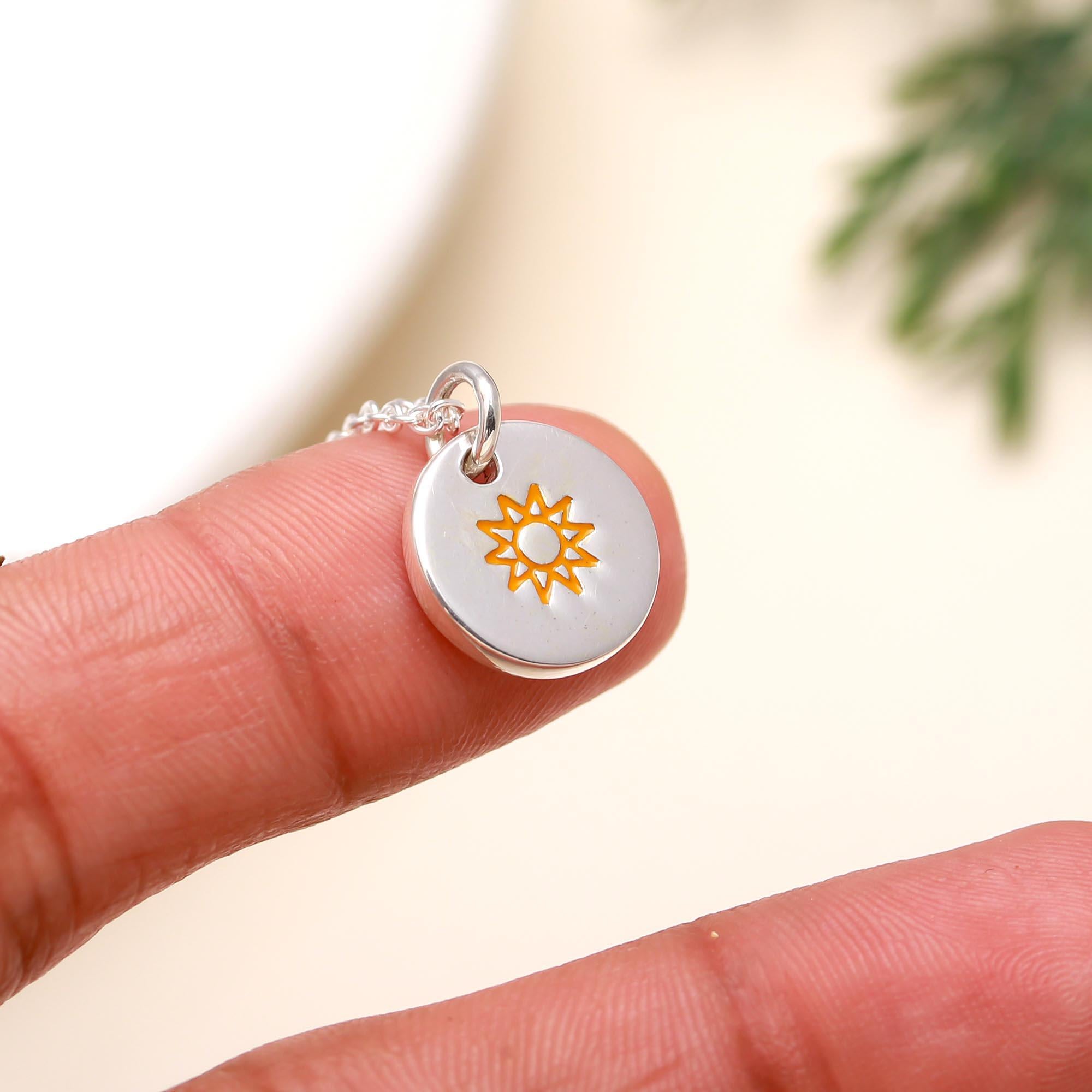 925 Silver Sun Charm Pendant Necklace