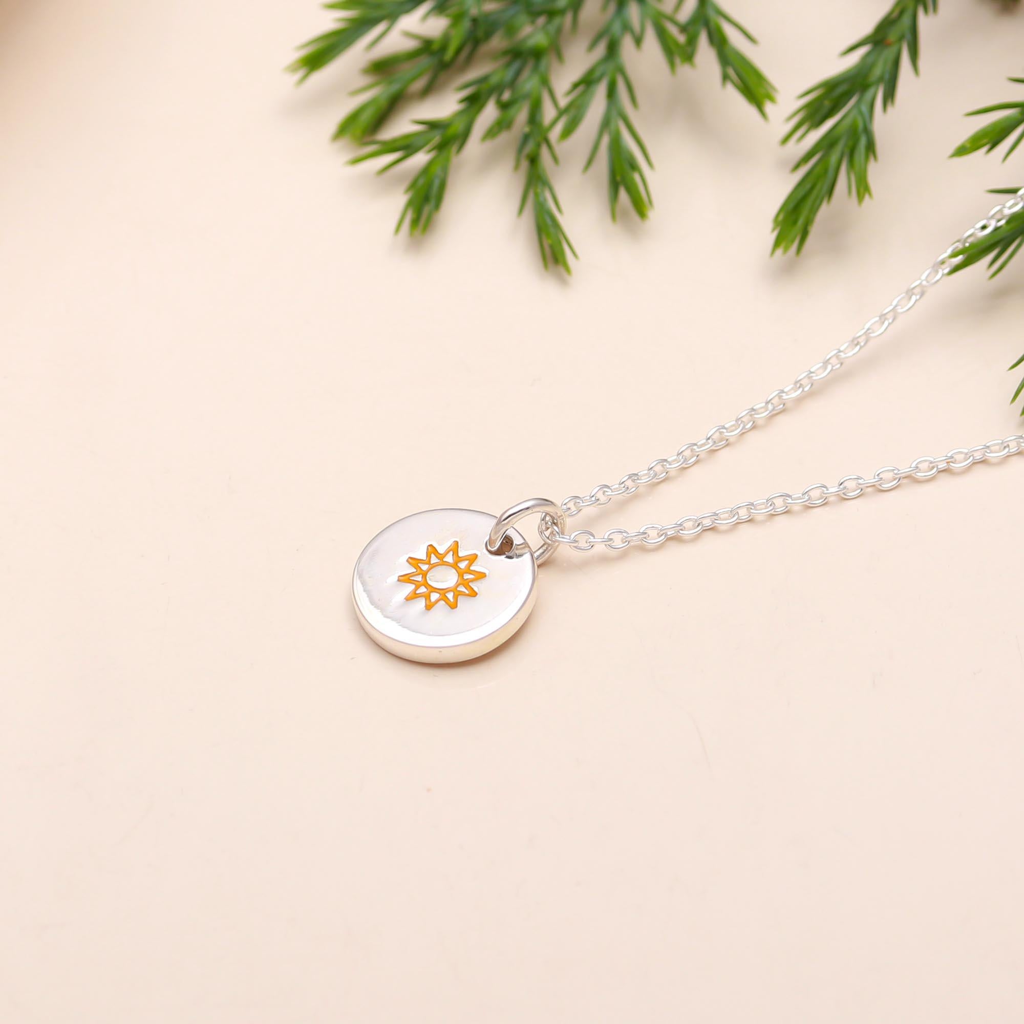 925 Silver Sun Charm Pendant Necklace