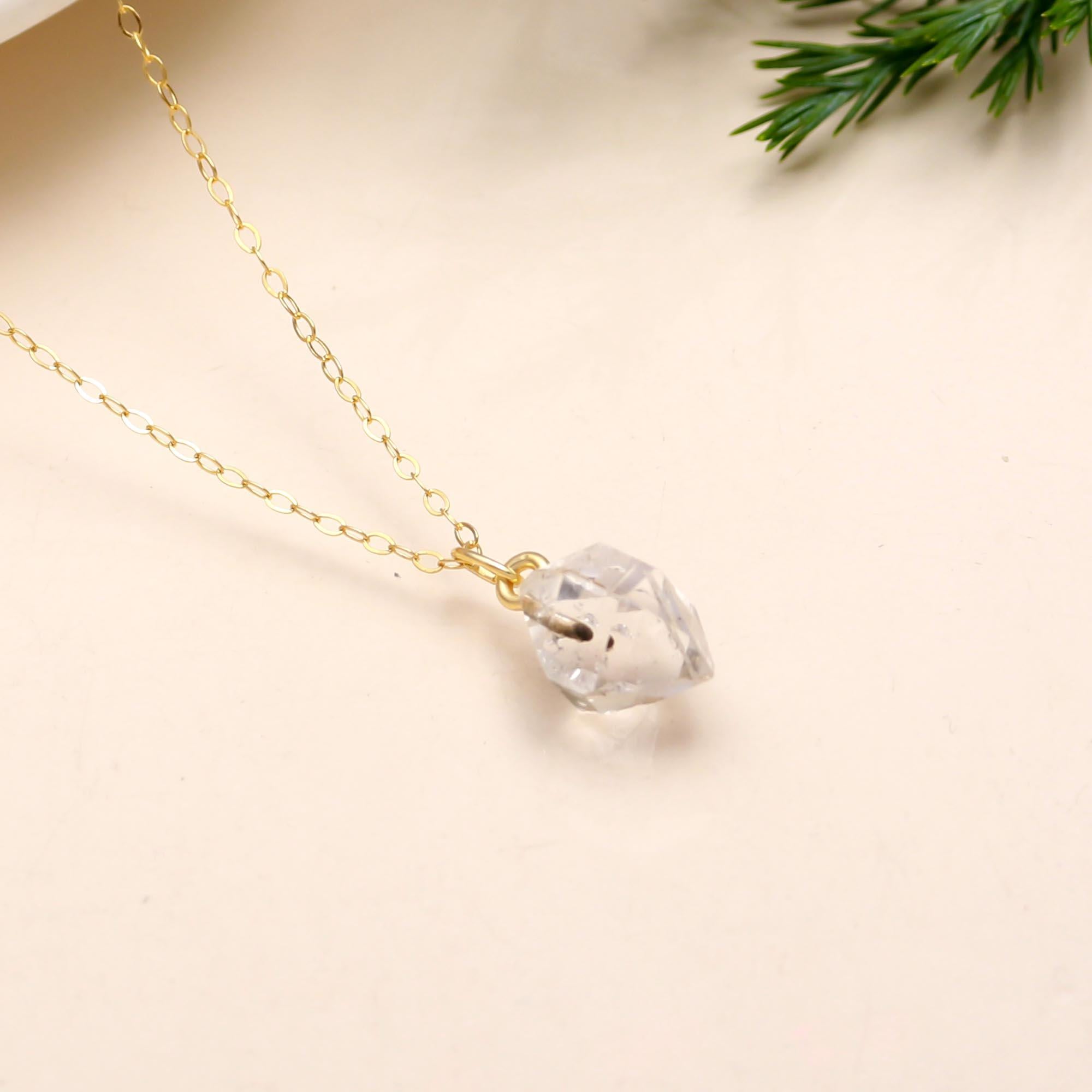 925 Silver Raw Herkimer Pendant Necklace