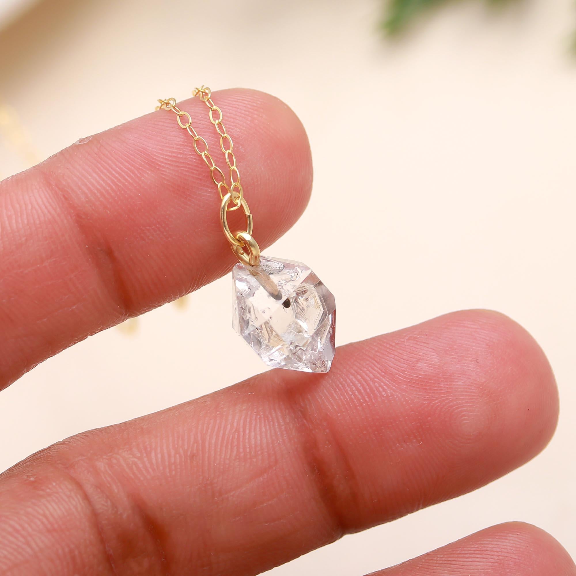 925 Silver Raw Herkimer Pendant Necklace