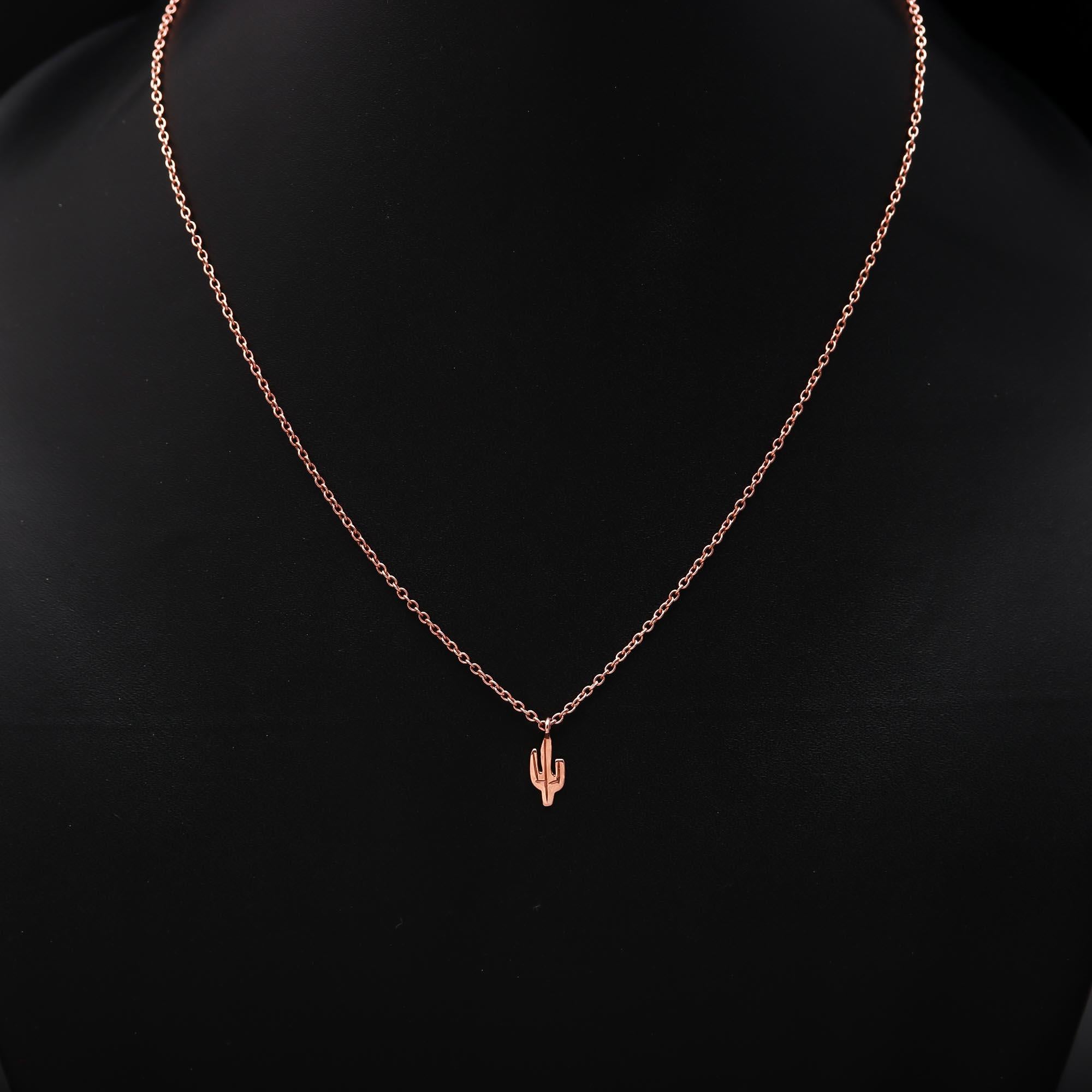 925 Silver Mini Cactus Pendant Necklace