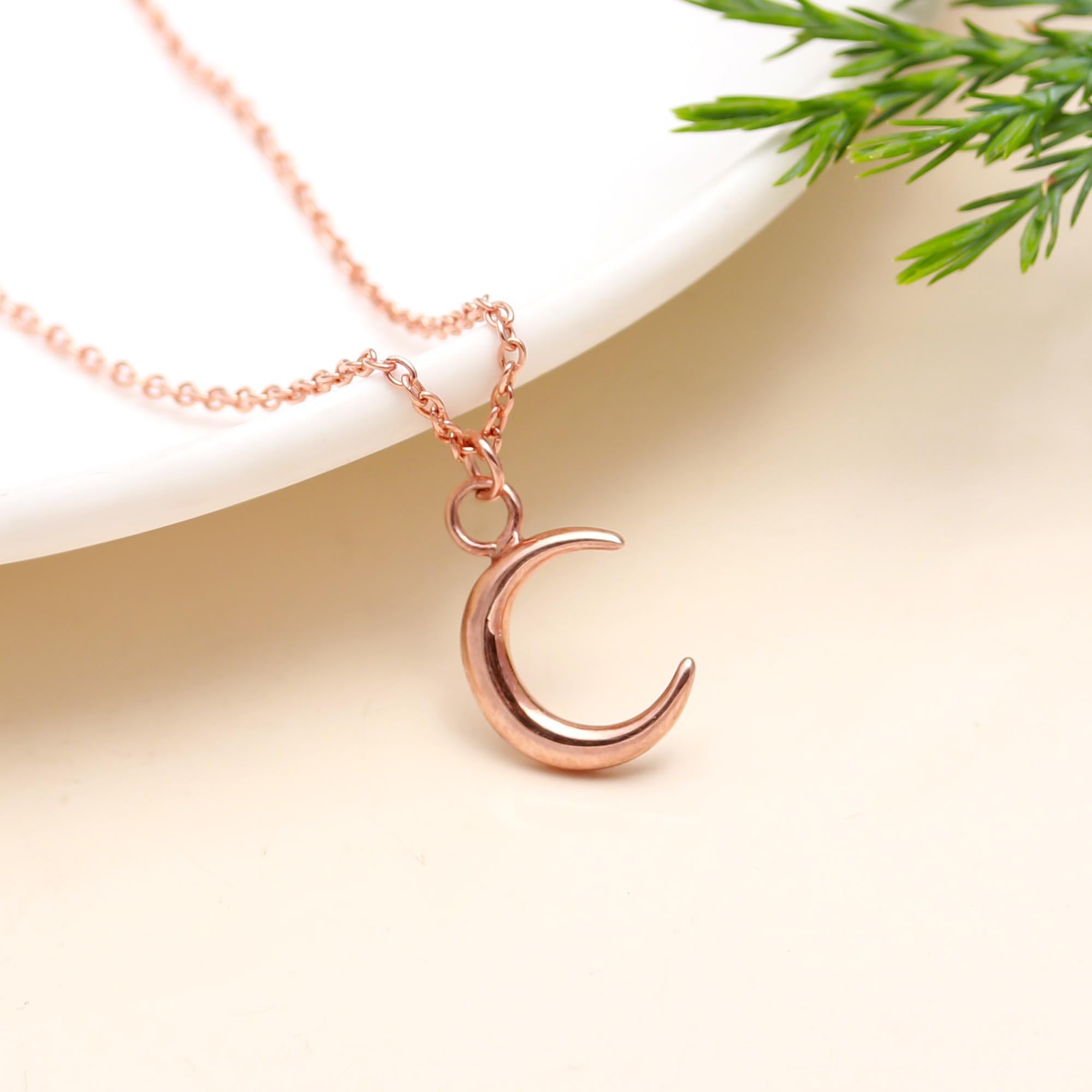 925 Silver Crescent Moon Pendant Necklace
