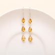 925 Silver Triple Citrine Dangle Earrings