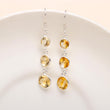 925 Silver Triple Citrine Dangle Earrings