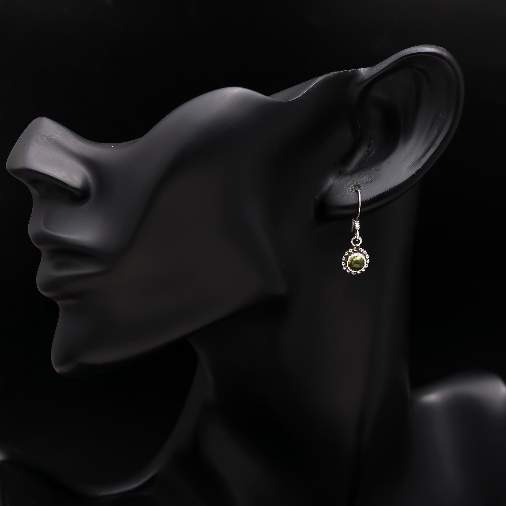 925 Silver Peridot Dangle Earrings