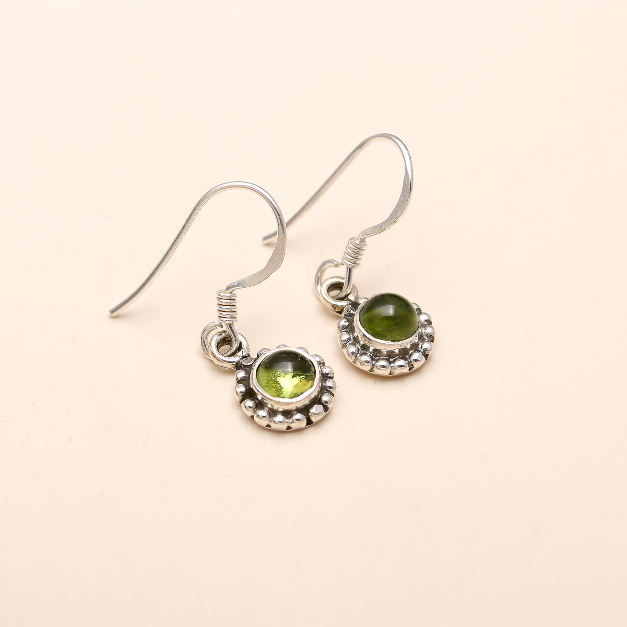 925 Silver Peridot Dangle Earrings