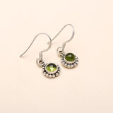 925 Silver Peridot Dangle Earrings