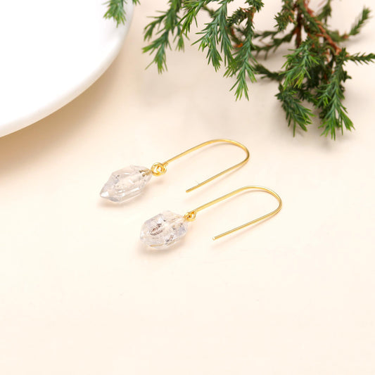 925 Sterling Silver Herkimer Diamond Drop Earrings in Earwire