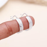 925 Sterling Silver Classic Textured Hoop Earrings
